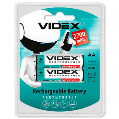 Батарейка Videx акумуляторна HR6 АА, 2700mAh, пальчик (2шт) блістер (ціна за 1шт)