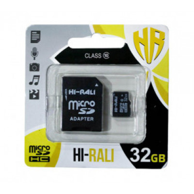 Карта пам'яті microSDHC HI-RALI 32GB class 10 (з адаптером) (гарантія 1рік)